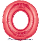 Zahl 0, Rot, Luftballon aus Folie, 100 cm