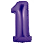 Zahlendekoration Zahl 1, Lila, Großer Luftballon aus Folie, Blau, 1 Meter hoch, Folienballon Dekozahl
