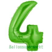 Zahlendekoration Zahl 4, Grün, Folienballon Dekozahl ohne Helium