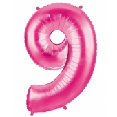 Folienballon Zahl 9, 100 cm, rosa