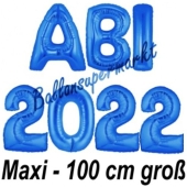 Abi 2022, große Buchstaben-Luftballons, 100 cm, Blau zur Abiturfeier