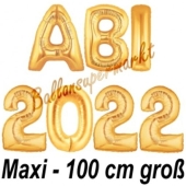 Abi 2022, große Buchstaben-Luftballons, 100 cm, Gold zur Abiturfeier