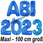 Abi 2023, große Buchstaben-Luftballons, 100 cm, Blau, inklusive Helium, zur Abiturfeier