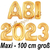 Abi 2023, große Buchstaben-Luftballons, 100 cm, Gold zur Abiturfeier