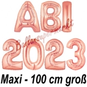 Abi 2023, große Buchstaben-Luftballons, 100 cm, Rose Gold zur Abiturfeier