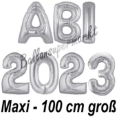 Abi 2023, große Buchstaben-Luftballons, 100 cm, Silber, zur Abiturfeier