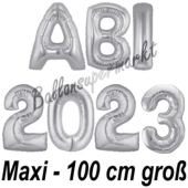 Abi 2023, große Buchstaben-Luftballons, 100 cm, Silber, zur Abiturfeier