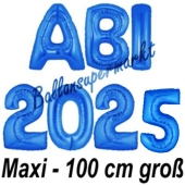Abi 2025, große Buchstaben-Luftballons, 100 cm, Blau, inklusive Helium, zur Abiturfeier