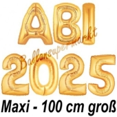 Abi 2025, große Buchstaben-Luftballons, 100 cm, Gold zur Abiturfeier