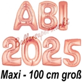 Abi 2025, große Buchstaben-Luftballons, 100 cm, Rose Gold, inklusive Helium, zur Abiturfeier