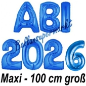 Abi 2026, große Buchstaben-Luftballons, 100 cm, Blau zur Abiturfeier