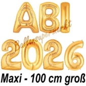 Abi 2026, große Buchstaben-Luftballons, 100 cm, Gold zur Abiturfeier