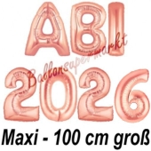Abi 2026, große Buchstaben-Luftballons, 100 cm, Rose Gold zur Abiturfeier