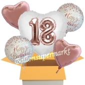 5 Luftballons zum 18. Geburtstag, Herz Jumbo 3D Sparkling Fizz  Birthday Roségold 18