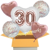 5 Luftballons zum 30. Geburtstag, Herz Jumbo 3D Sparkling Fizz Birthday Roségold 30