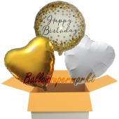 Happy Birthday Gold, 3 Stück Luftballons aus Folie zum Geburtstag, inklusive Helium