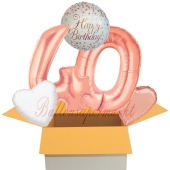 5 Luftballons zum 40. Geburtstag, Sparkling Fizz Birthday Roségold 40
