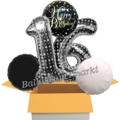 5 Luftballons zum 16. Geburtstag, Sparkling Celebration Birthday Silver Dots 16