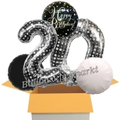 5 Luftballons zum 20. Geburtstag, Sparkling Celebration Birthday Silver Dots 20