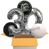 5 Luftballons zum 30. Geburtstag, Sparkling Celebration Birthday Silver Dots 30