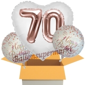 3 Luftballons zum 70. Geburtstag, Jumbo 3D Sparkling Fizz Birthday Rosegold 70