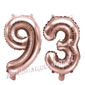Zahlen-Luftballons aus Folie, Zahl 93 zum 93.Geburtstag und Jubiläum, Rosegold, 35 cm