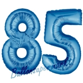 Zahl 85 Blau, Luftballons aus Folie zum 85. Geburtstag, 100 cm, inklusive Helium