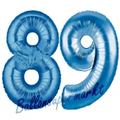 Zahl 89 Blau, Luftballons aus Folie zum 89. Geburtstag, 100 cm, inklusive Helium