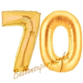 Zahl 70, Gold, Luftballons aus Folie zum 70. Geburtstag