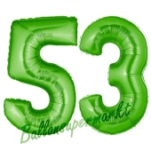 Zahl 53, Grün, Luftballons aus Folie zum 53. Geburtstag, 100 cm, inklusive Helium
