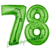 Zahl 78 Grün Luftballons aus Folie zum 78. Geburtstag, 100 cm, inklusive Helium