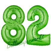 Zahl 82 Grün Luftballons aus Folie zum 82. Geburtstag, 100 cm, inklusive Helium