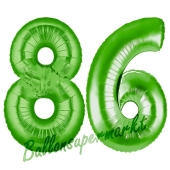 Zahl 86 Grün Luftballons aus Folie zum 86. Geburtstag, 100 cm, inklusive Helium