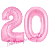 Zahl 20 Rosa, Luftballons aus Folie zum 20. Geburtstag, 100 cm, inklusive Helium