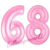 Zahl 68 Rosa, Luftballons aus Folie zum 68. Geburtstag, 100 cm, inklusive Helium