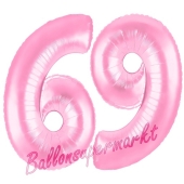 Zahl 69 Rosa, Luftballons aus Folie zum 69. Geburtstag, 100 cm, inklusive Helium