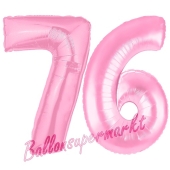 Zahl 76 Rosa Luftballons aus Folie zum 76. Geburtstag, 100 cm, inklusive Helium