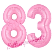 Zahl 83 Rosa, Luftballons aus Folie zum 83. Geburtstag, 100 cm, inklusive Helium