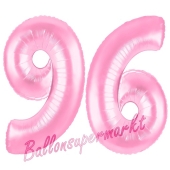 Zahl 96 Rosa, Luftballons aus Folie zum 96. Geburtstag, 100 cm, inklusive Helium