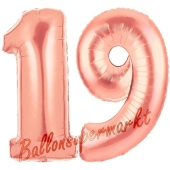 Zahl 19 Rose Gold, Luftballons aus Folie zum 19. Geburtstag, 100 cm, inklusive Helium