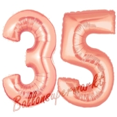 Zahl 35, Rosegold, Luftballons aus Folie zum 35. Geburtstag, 100 cm, inklusive Helium