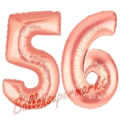 Zahl 56, Rosegold, Luftballons aus Folie zum 56. Geburtstag, 100 cm, inklusive Helium