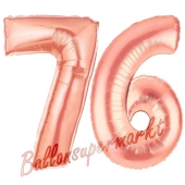 Zahl 76 Rosegold Luftballons aus Folie zum 76. Geburtstag, 100 cm, inklusive Helium