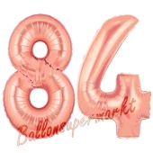 Zahl 84 Rosegold Luftballons aus Folie zum 84. Geburtstag, 100 cm, inklusive Helium