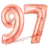 Zahl 97 Rosegold Luftballons aus Folie zum 97. Geburtstag, 100 cm, inklusive Helium