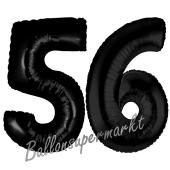 Zahl 56 Schwarz, Luftballons aus Folie zum 56. Geburtstag, 100 cm, inklusive Helium