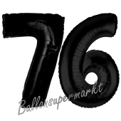 Zahl 76 Schwarz Luftballons aus Folie zum 76. Geburtstag, 100 cm, inklusive Helium