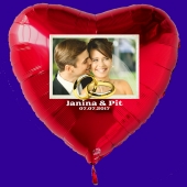 Großer Fotoballon mit Brautpaar, personalisiert, mit Namen der Brautleute und Datum des Hochzeitstages