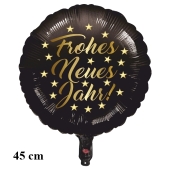 Rundluftballon in Schwarz aus Folie zu Silvester und Neujahr, Frohes Neues Jahr, Silvesterdeko