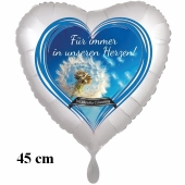 Für immer in unseren Herzen. Abschied Pusteblume. Herzluftballon. 45 cm